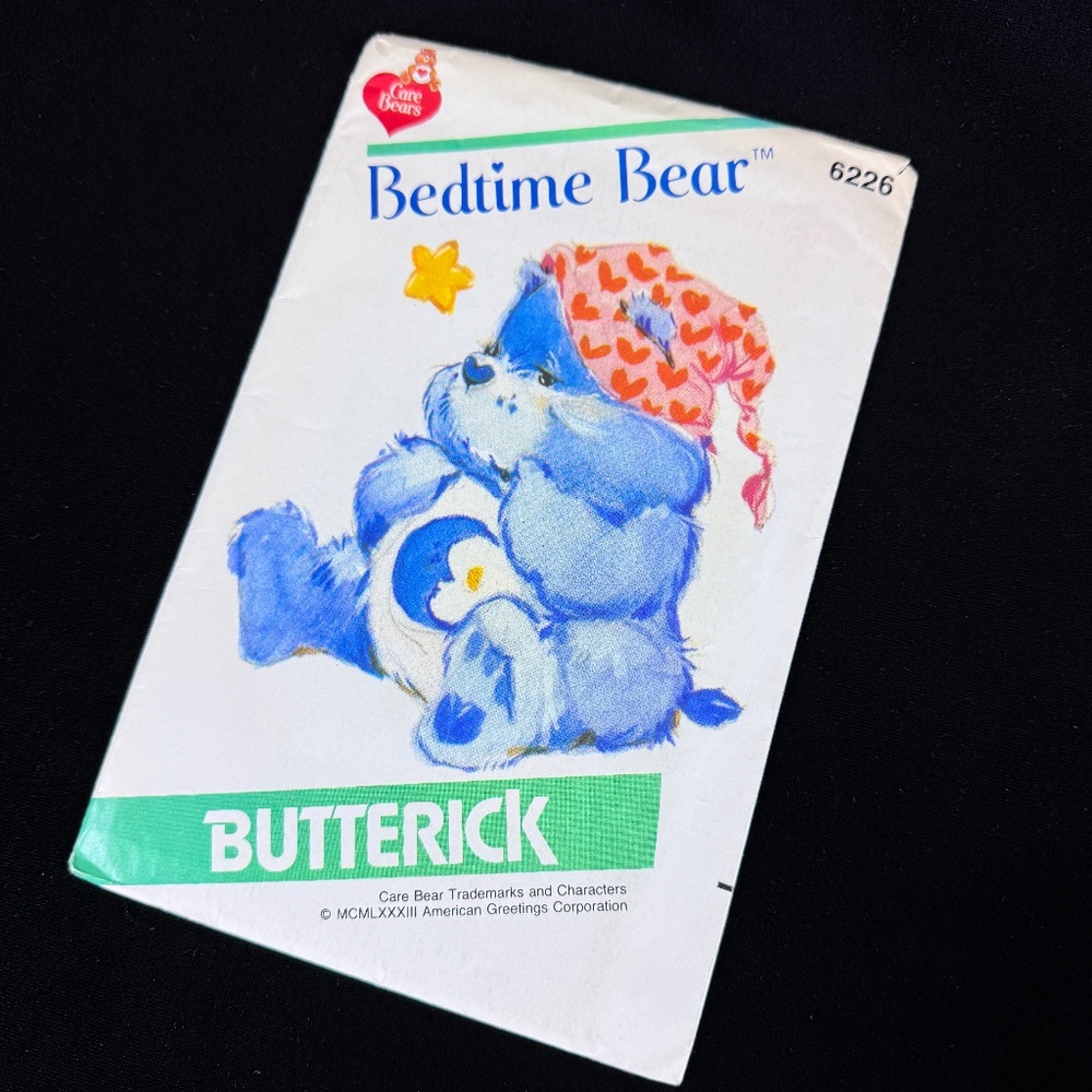 1983 Care Bear Bedtime Bear Butterick Pattern 6226 Cut Complete
